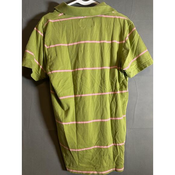 Abercrombie & Fitch Polo Shirt Mens Medium Green Pink Striped Muscle Fit Casual - Picture 4 of 4